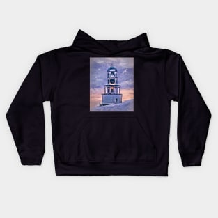 Snowy Winter's Day For Town Clock Kids Hoodie